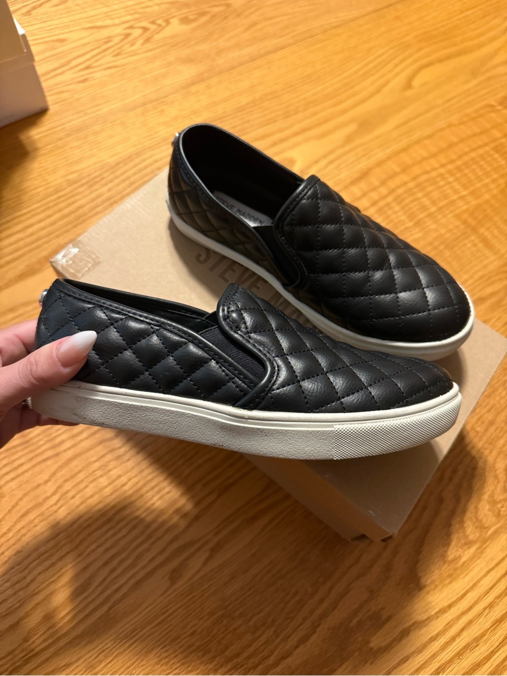 Steve Madden Black Quilted Slip-On Sneakers